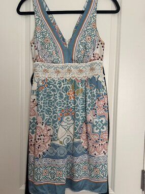 Single Dress Floral Medallion Print Sleeveless Midi Dress Size P